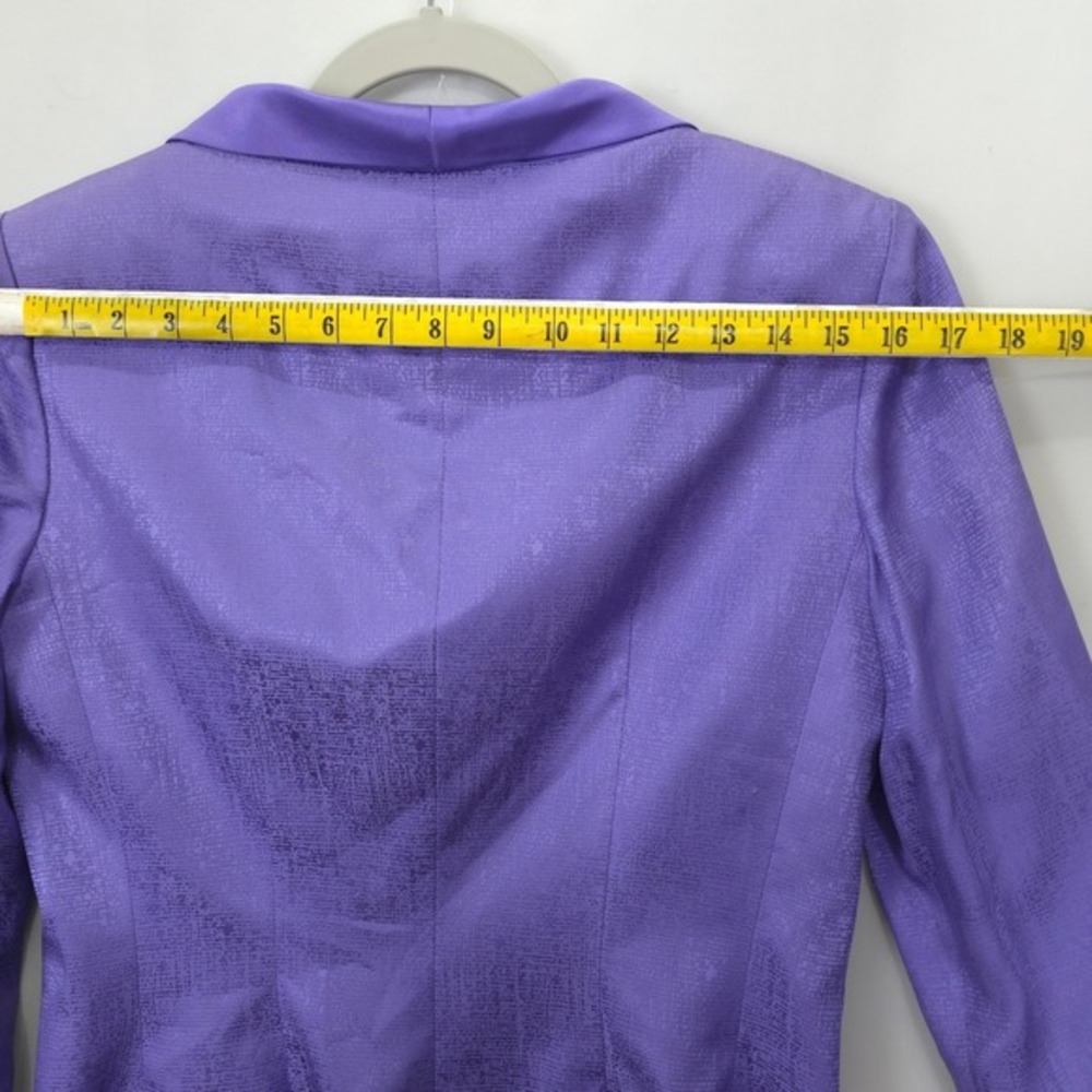 Adrianna Papell Silk Skirt Suit Set Purple Textured Tie Neck Career Wear VTG 90 - Picture 10 of 15